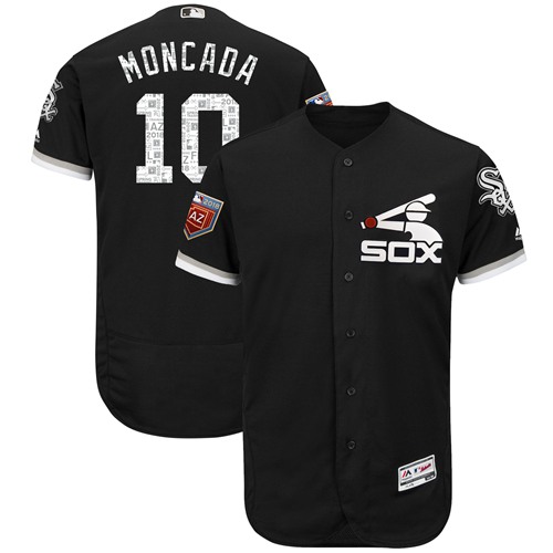 White Sox #10 Yoan Moncada Black 2018 Spring Training Authentic Flex Base Stitched MLB Jersey